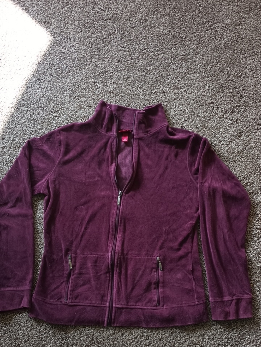 Merona Girl's Zip-Front Velvet Jacket in Deep Plum Size M